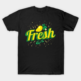 Eat Fresh Mango, Lemon And Brokkoli - Vegetarian - Go Vegan T-Shirt